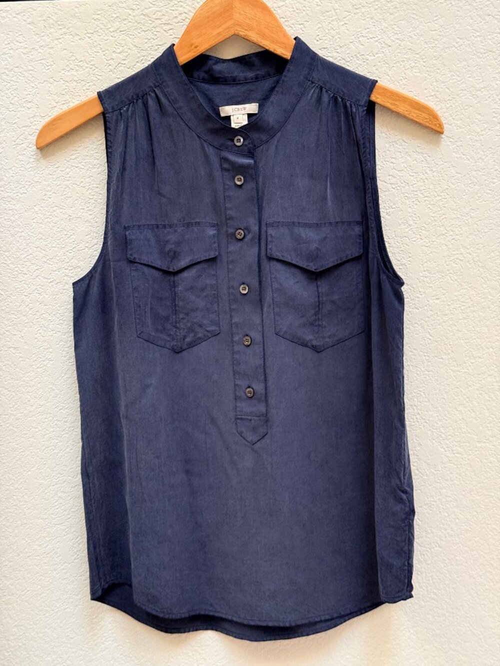 J.Crew navy silk popover sleeveless blouse sz 4